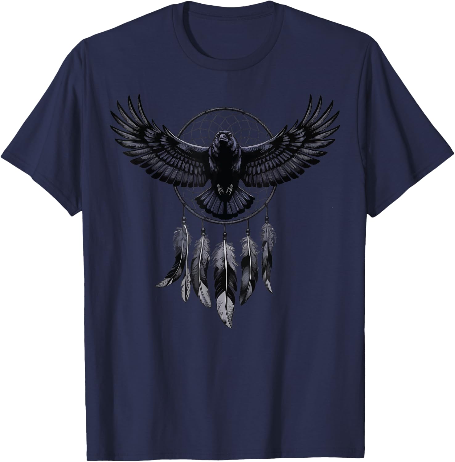 Raven Dreamcatcher Goth T-Shirt - T-Shirt | Navy