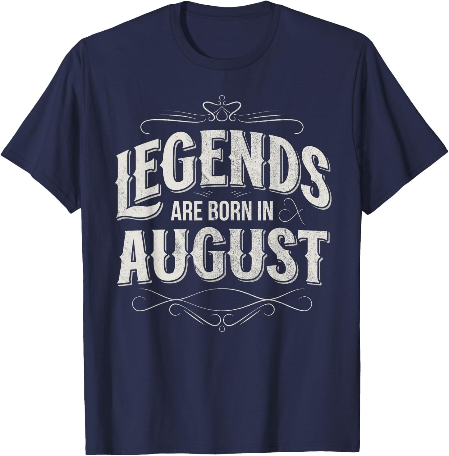 Legends are born in August Limited Edition Birthday Retro T-Shirt - T-Shirt | Navy