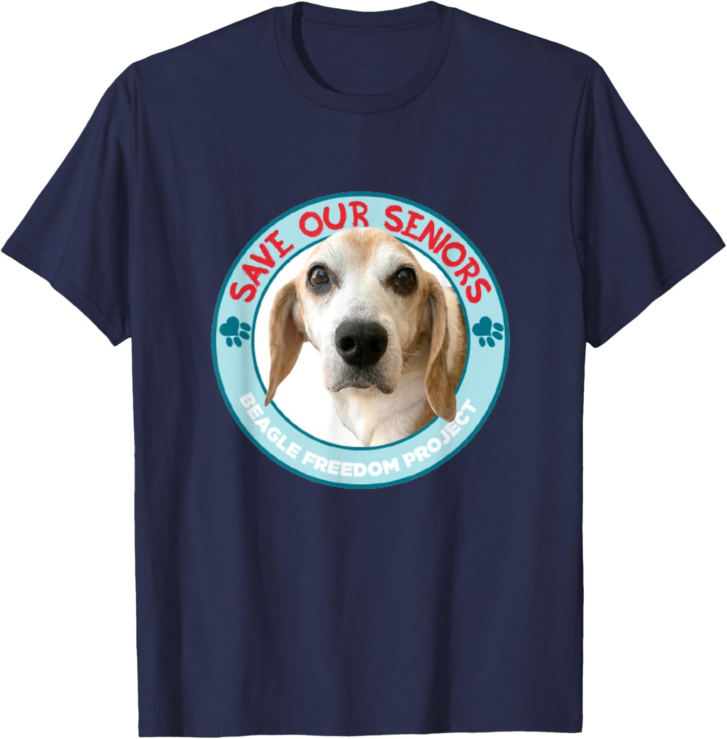 Beagle Freedom Project- Rescue Dogs- Save Our Seniors T-Shirt - T-Shirt | Navy