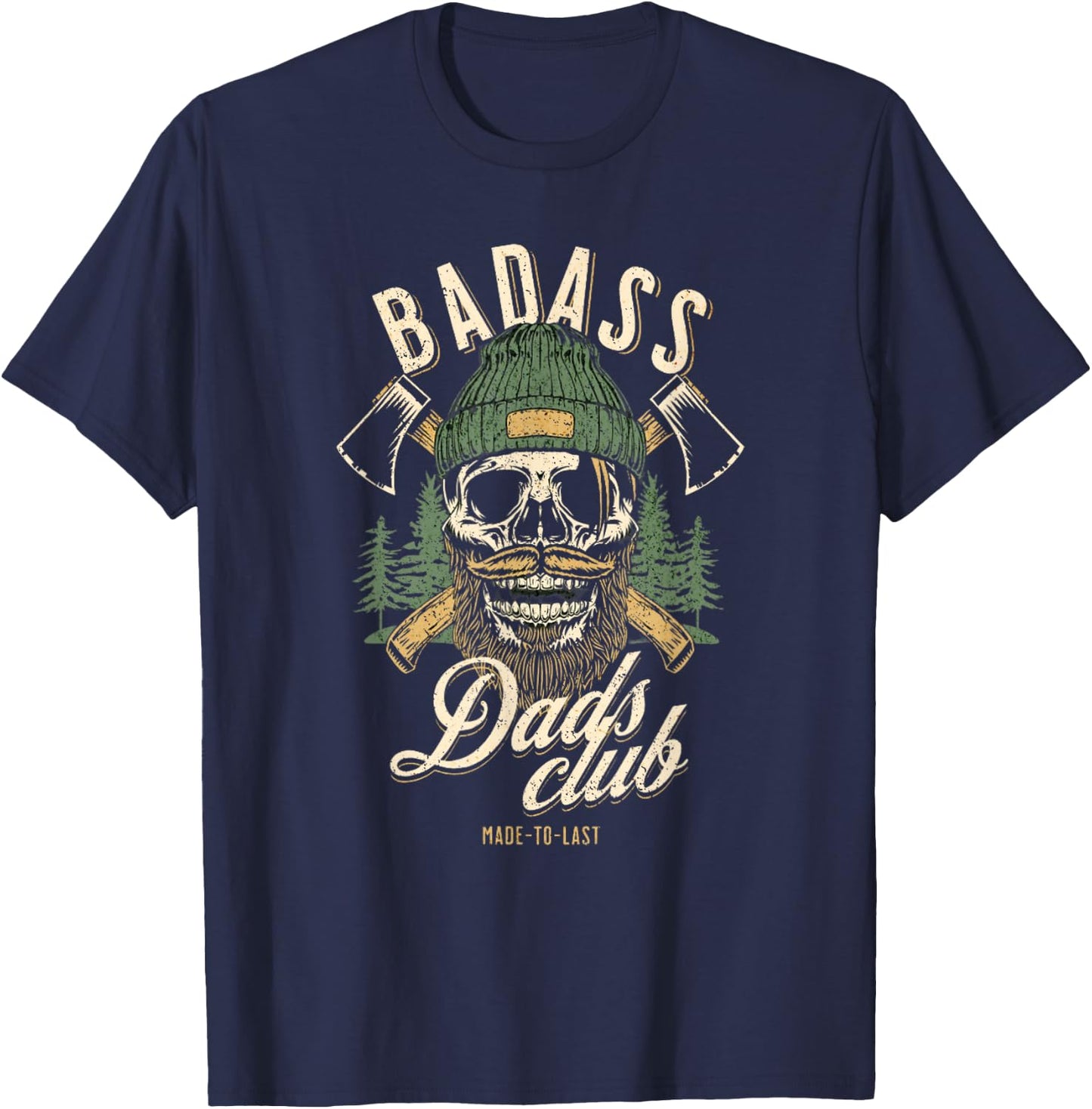 Badass Dads Club T Funny Birthday Stepdad T T-Shirt - T-Shirt | Navy