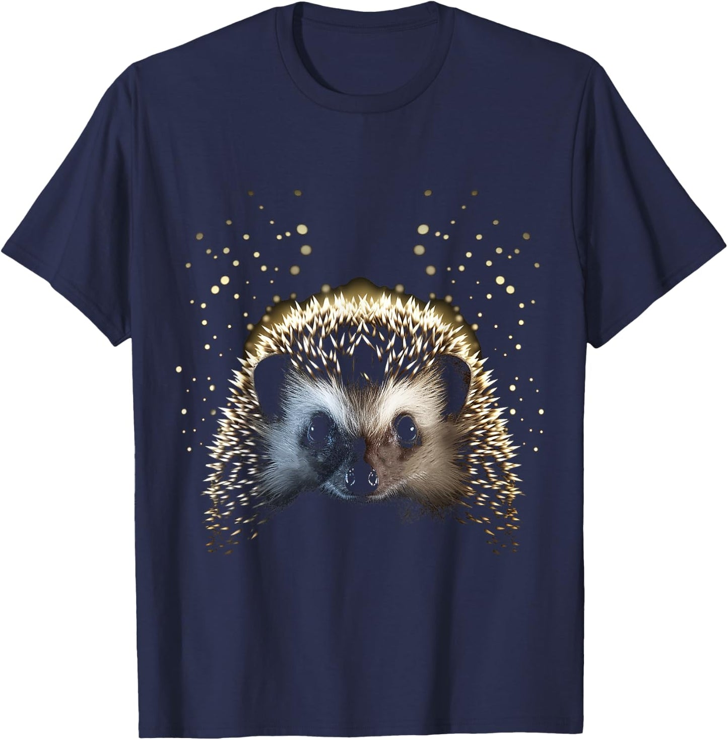Hedgehog Animal Art Graphic Hedgehog , Black, S T-Shirt - T-Shirt | Navy