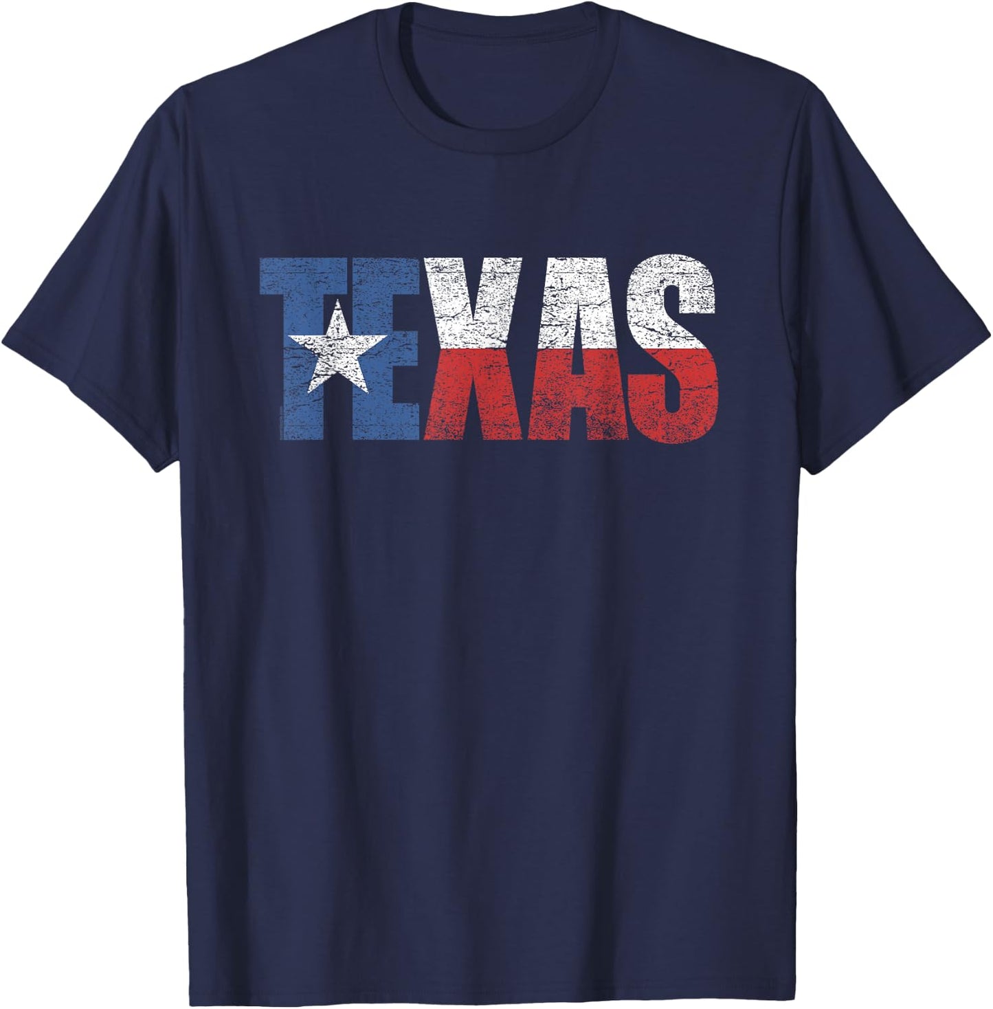 Texas Women Men Kids | Texas State Flag Distressed T-Shirt - T-Shirt | Navy