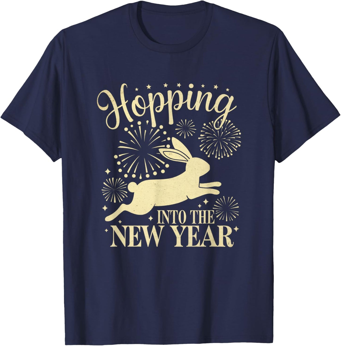 Hopping Into the New Year Festive Bunny Joy T-Shirt - T-Shirt | Navy