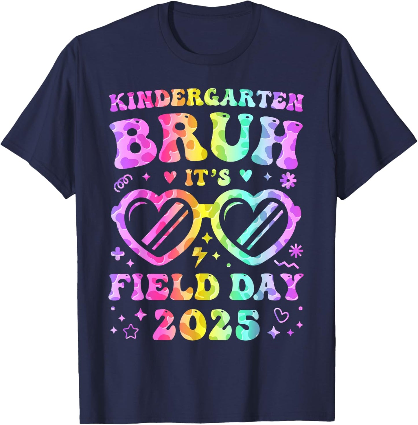 Fun Bruh Kindergarten Field Day 2025 Happy Teacher Girl Kids T-Shirt - T-Shirt | Navy