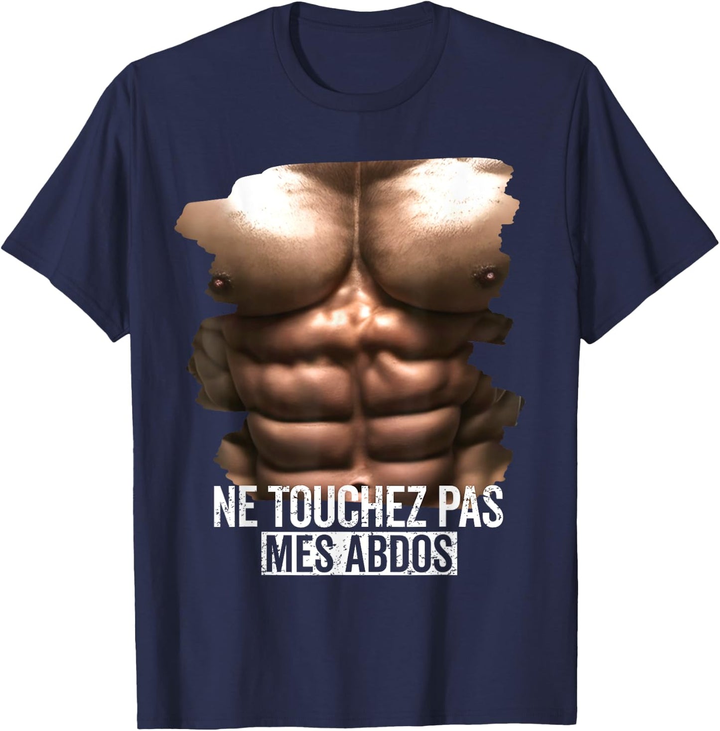 Fake Abs Humor Fake Muscle, Sixpack and Fake Ab Funny , Black, S T-Shirt - T-Shirt | Navy