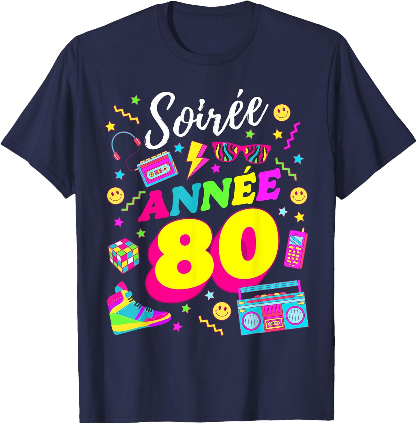 Party 80s Birthday Party 80s Retro Style T-Shirt - T-Shirt | Navy