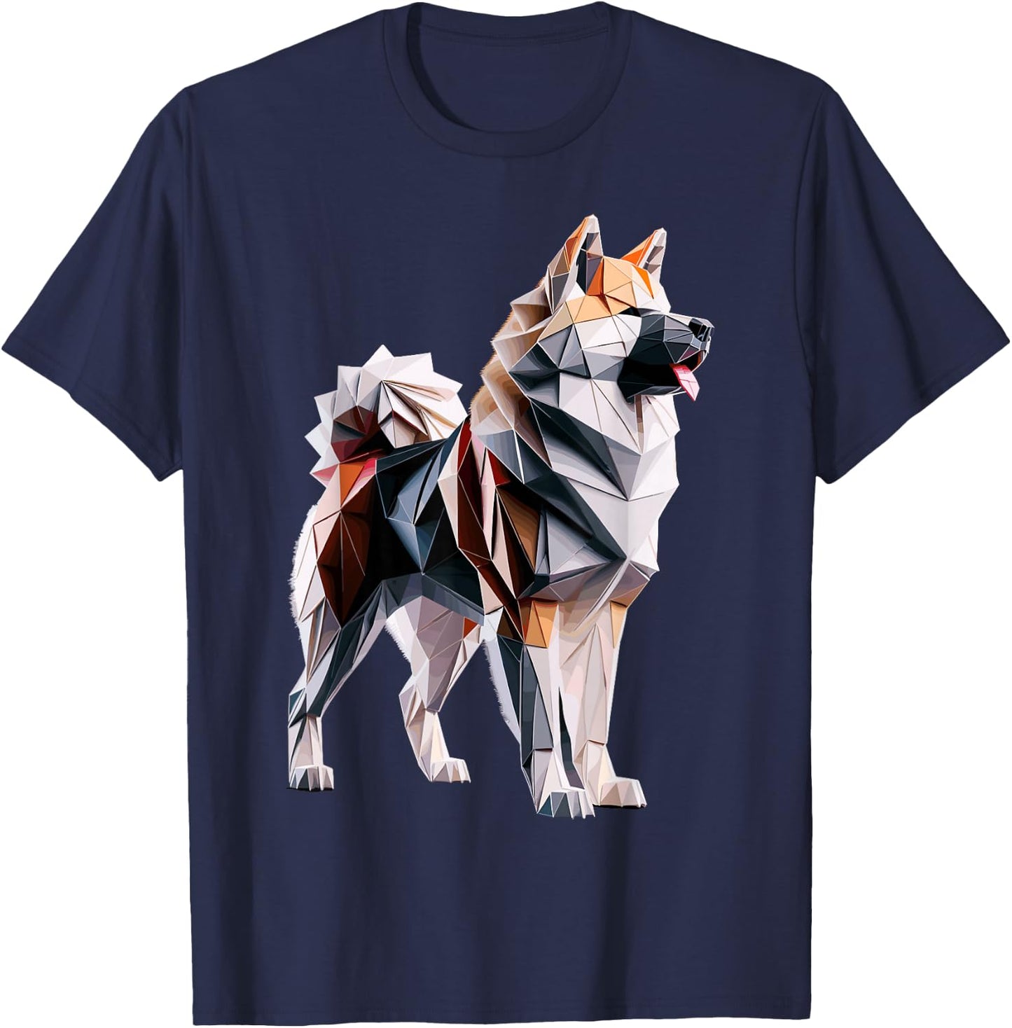 Origami Art Japanese Akita Inu T-Shirt - T-Shirt | Navy