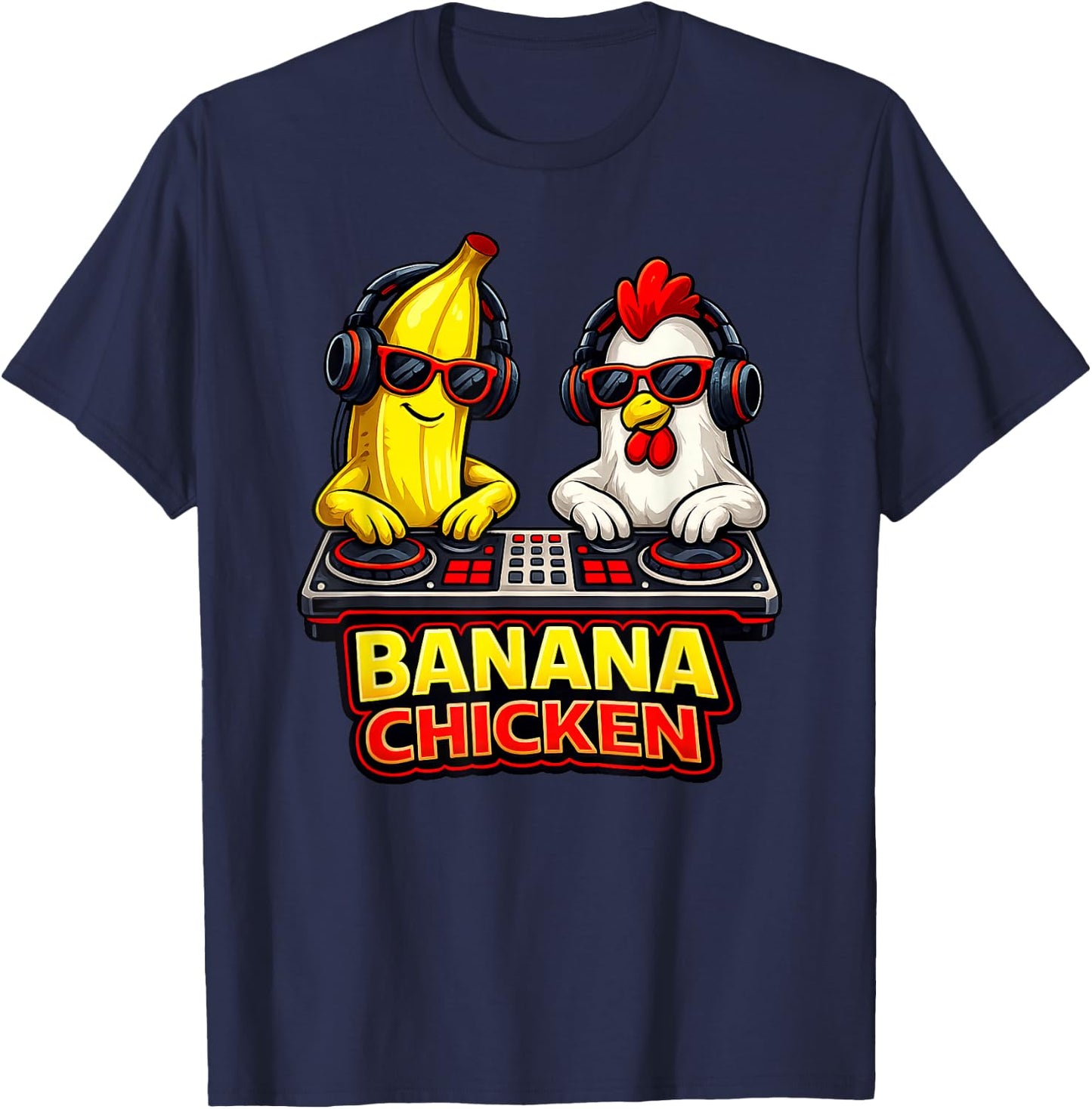 Chicken Banana Boys Kids Youth Funny T-Shirt - T-Shirt | Navy