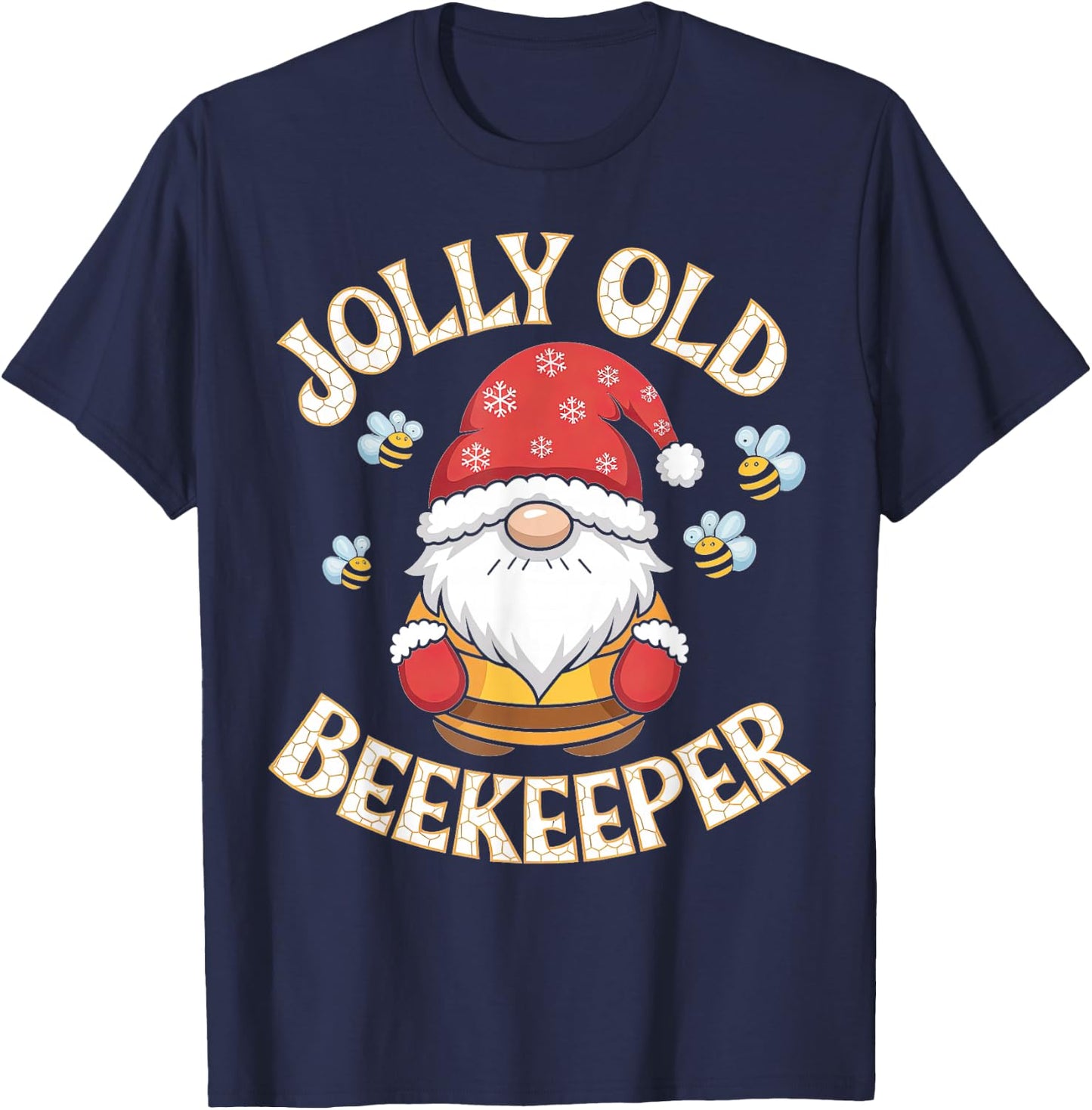 Jolly Old Beekeeper Christmas Gnome Fun T-Shirt - T-Shirt | Navy