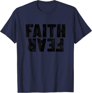 Faith Over Fear Women's Men's Christian Faith Over Fear T-Shirt - T-Shirt | Navy