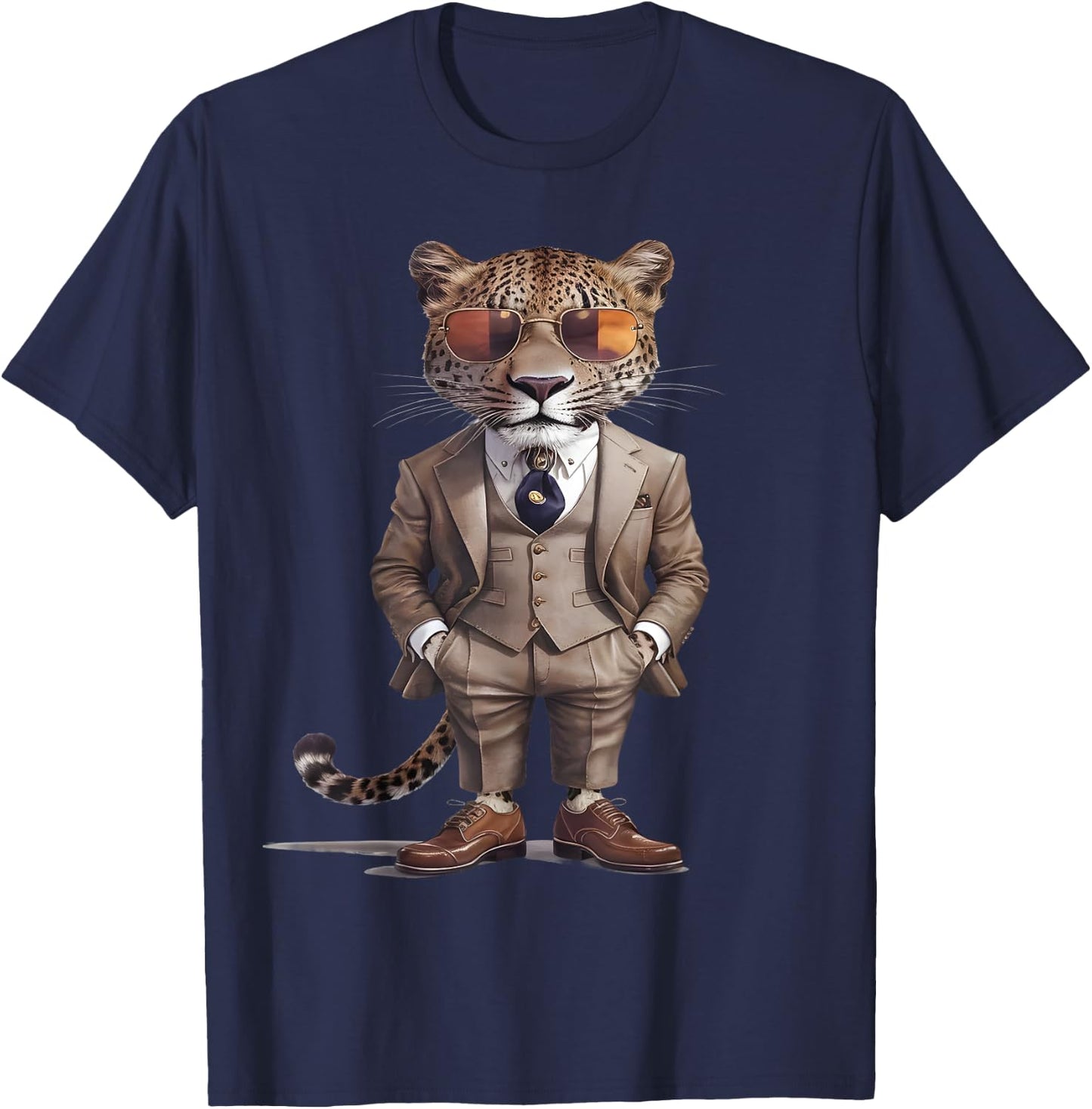Leopard Men's Women's Leopard in Suit Leopard , black T-Shirt - T-Shirt | Navy