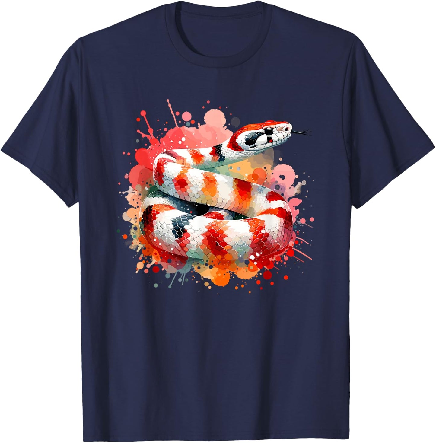 Watercolor Milk Snake Animal Snake Owner Reptile Milk Snake T-Shirt - T-Shirt | Navy