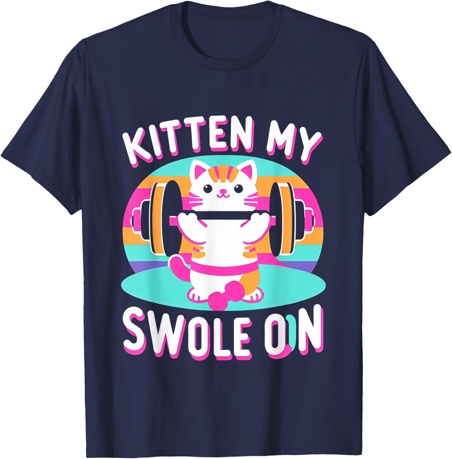 Kitten My Swole On Cute Gym Workout T-Shirt - T-Shirt | Navy