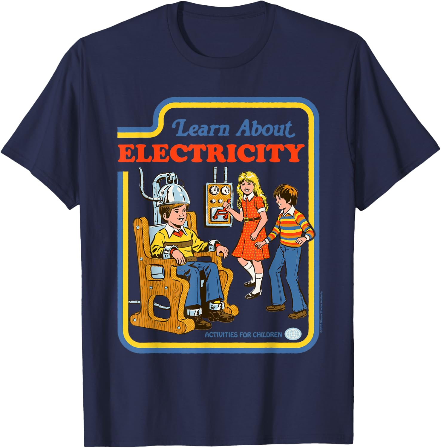 Learn About Electricity Sarcastic Retro Funny Adult Humor T-Shirt - T-Shirt | Navy
