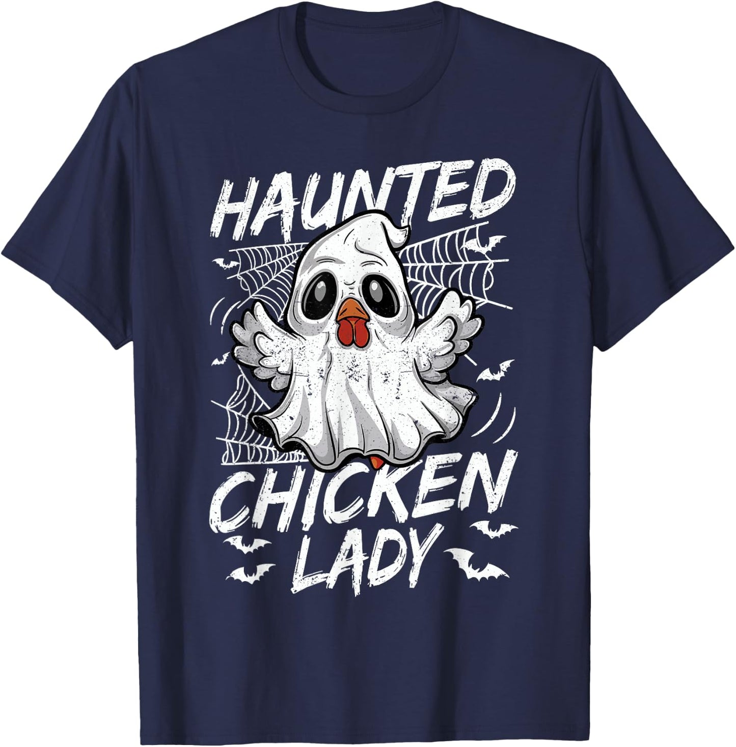 Halloween Chicken Ghost Haunted Chicken Lady Women T-Shirt - T-Shirt | Navy