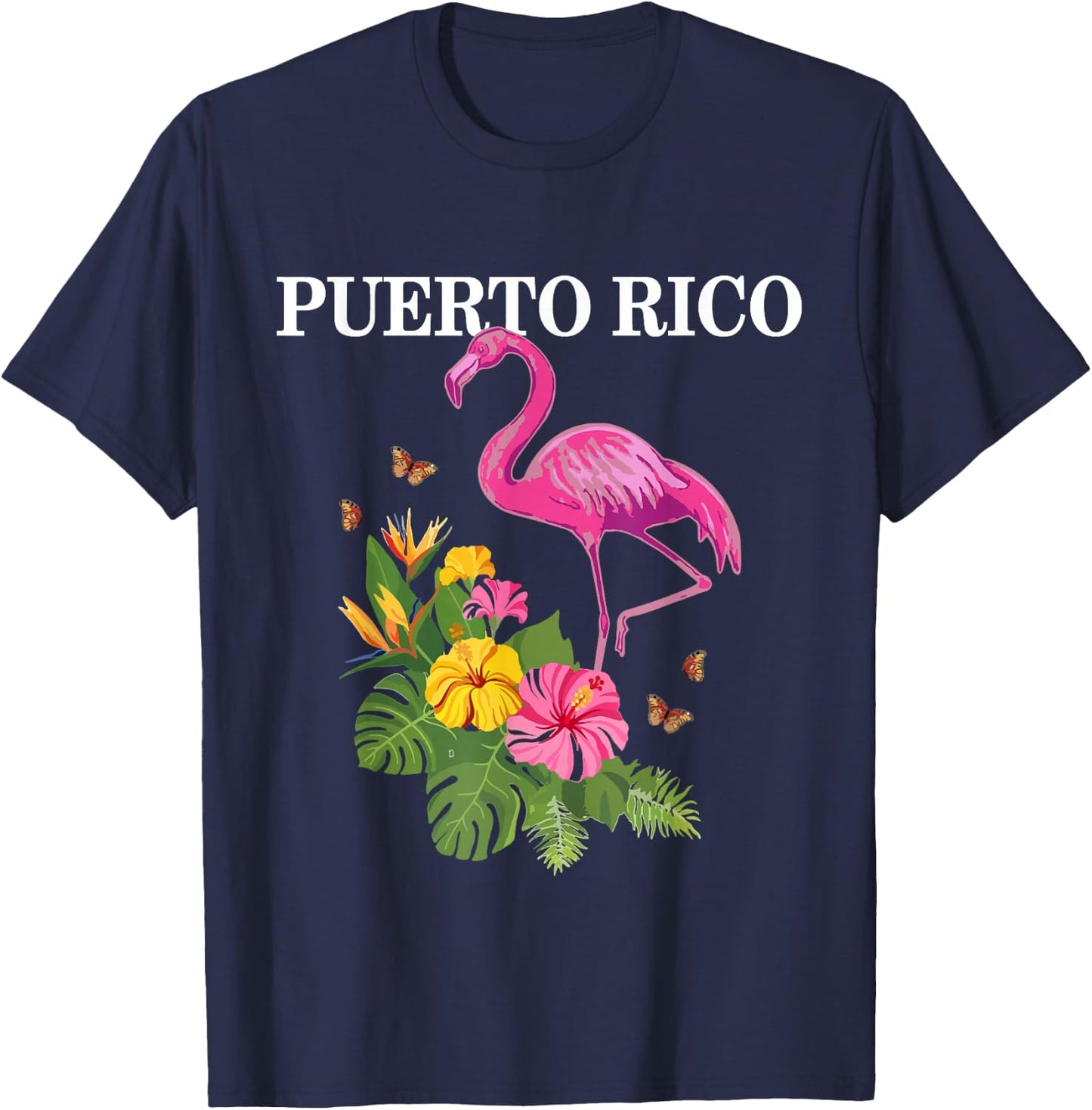Puerto Rico Flamingo Pride Puerto Rican Souvenir Vintage T-Shirt - T-Shirt | Navy