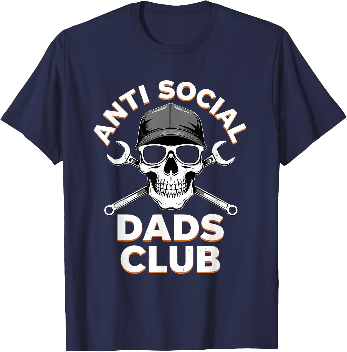 Fathers Day Gift Anti Social Dads Club T-Shirt - T-Shirt | Navy