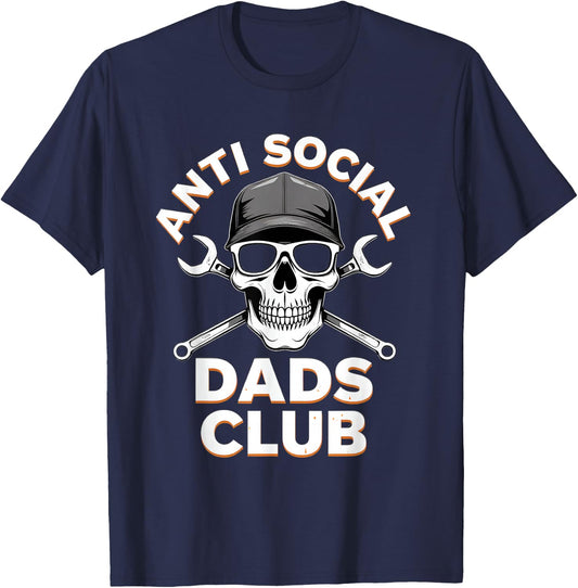 Fathers Day Gift Anti Social Dads Club T-Shirt - T-Shirt | Navy