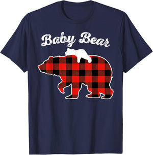 Baby Bear Flannel Red Plaid Pajama Family Matching XMAS T-Shirt - T-Shirt | Navy