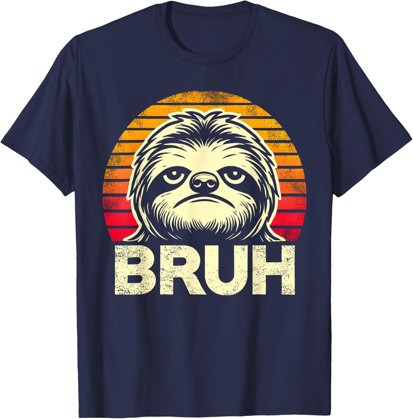 Funny Graphic Meme Sloth Bruh For Boys Girls Men Women T-Shirt - T-Shirt | Navy
