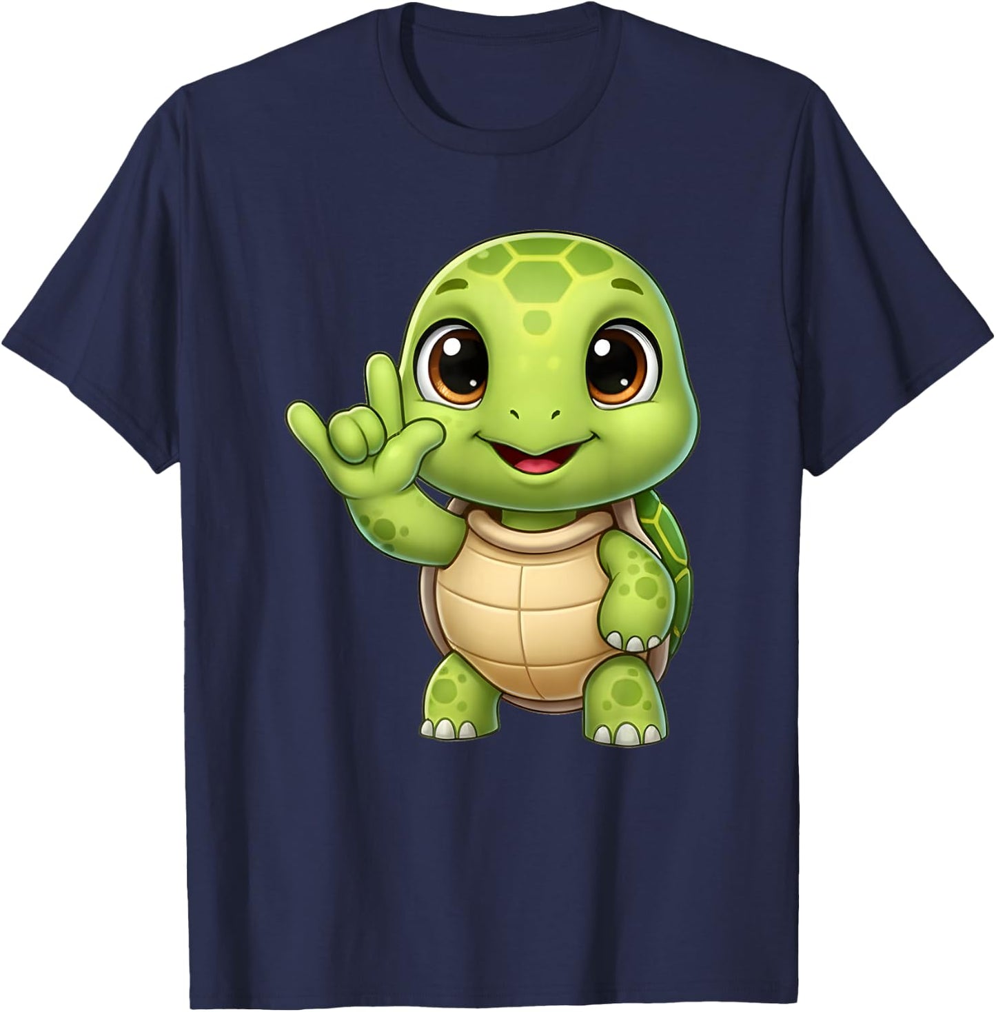 Turtle Love You ASL Sign Language Cute Sea Turtle T-Shirt - T-Shirt | Navy