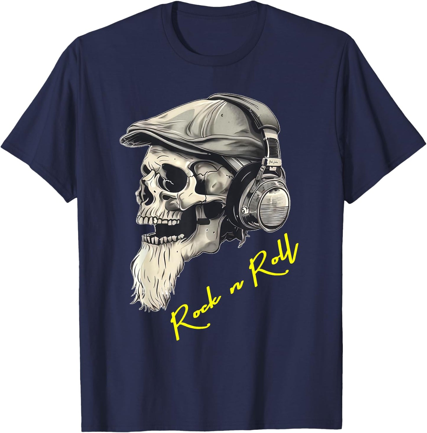 Rock n Roll Hardrock Skull Musique Tête de mort Cadeau T-Shirt - T-Shirt | Navy