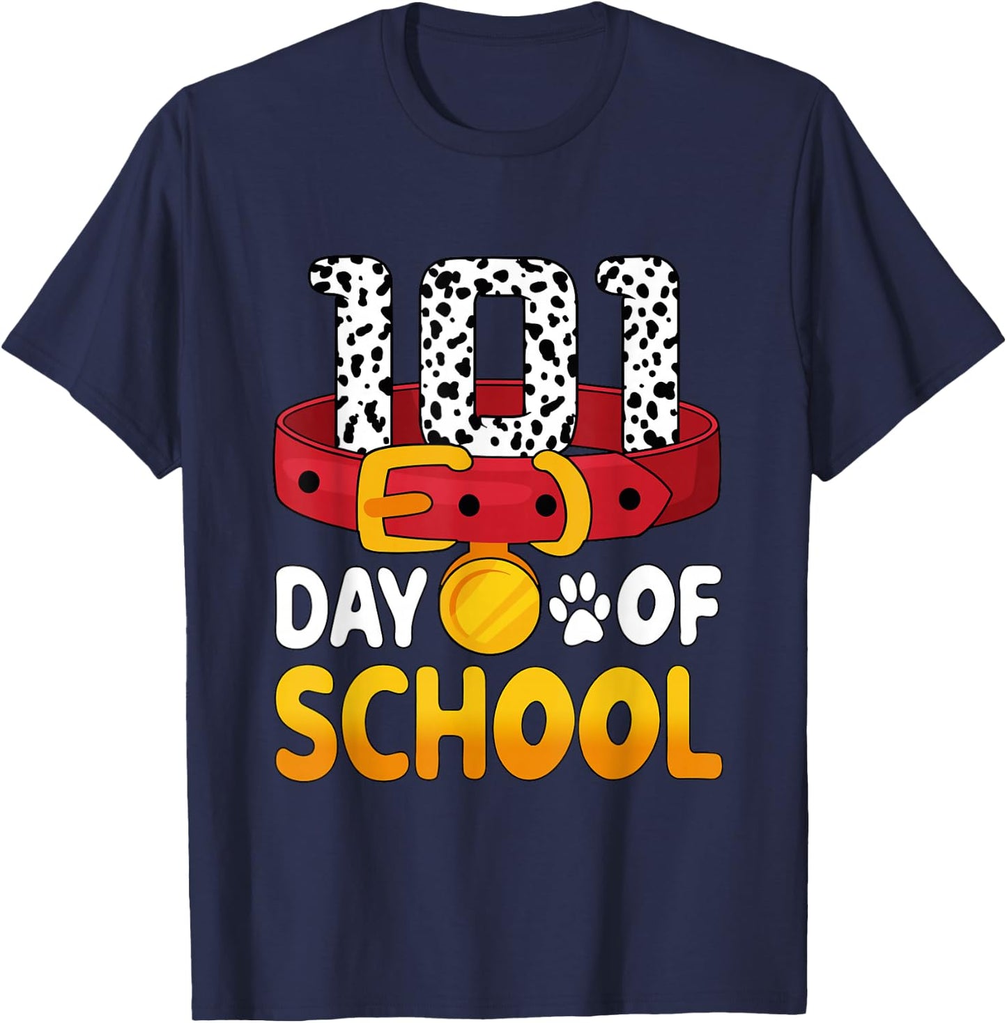 100 Days Of School Dalmatian Dog Boy Kid 100th Day Of School T-Shirt - T-Shirt | Navy