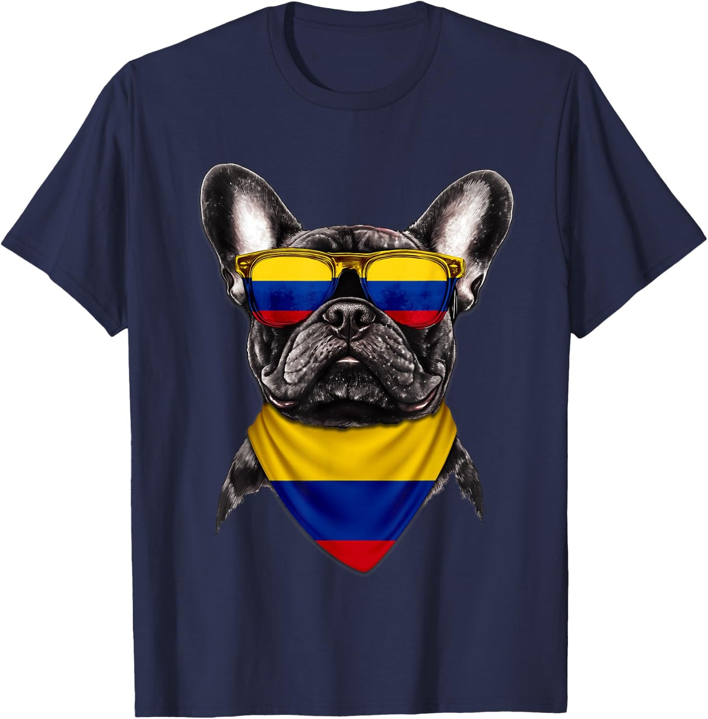 Colombian Flag American French Bulldog Heritage Colombia T-Shirt - T-Shirt | Navy