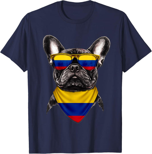 Colombian Flag American French Bulldog Heritage Colombia T-Shirt - T-Shirt | Navy