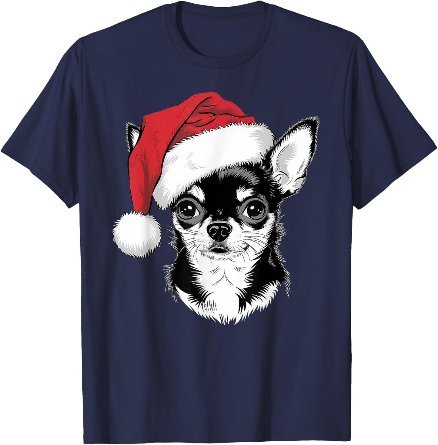 Joyful Chihuahua Santa Dog on Chihuahua Christmas Women Kids T-Shirt - T-Shirt | Navy
