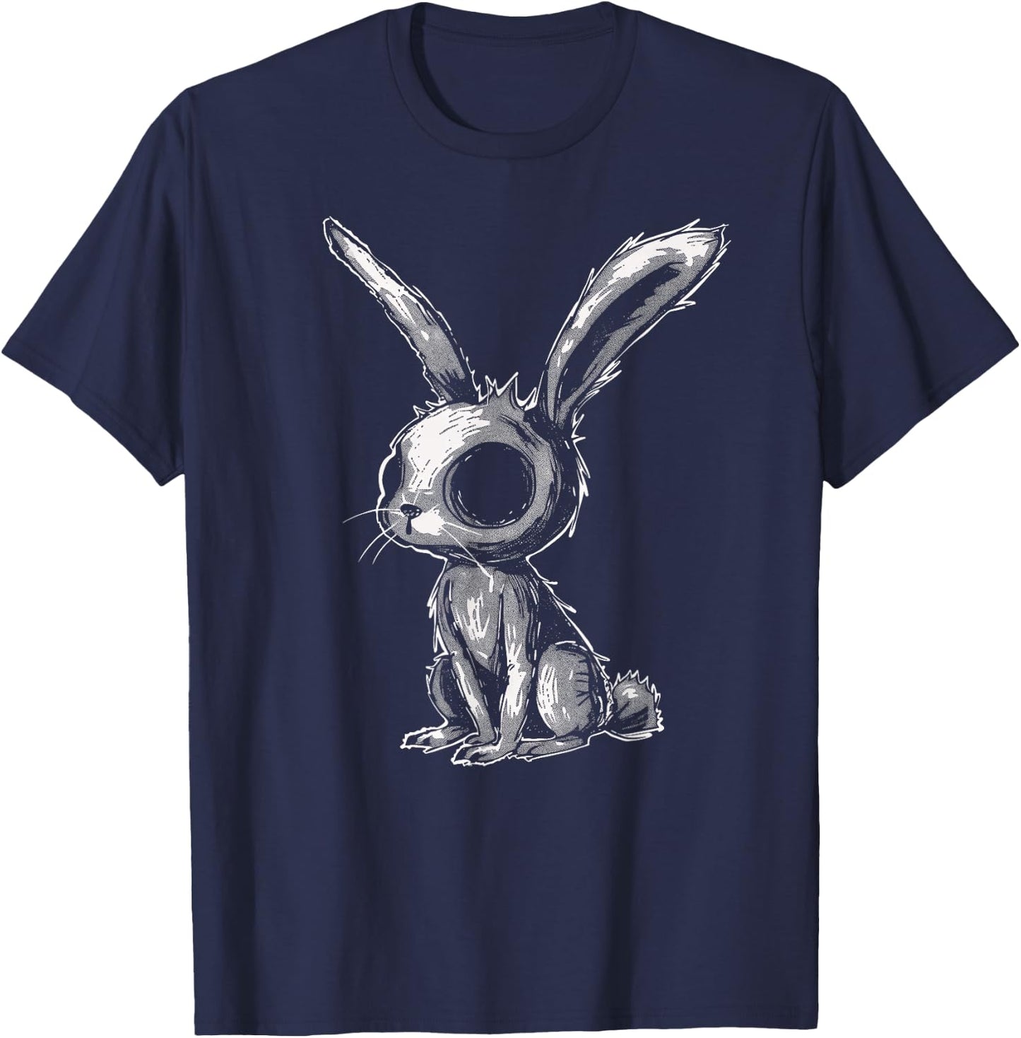 Weird Bunny Rabbit Alt Goth Grunge Horror Creepy Aesthetic T-Shirt - T-Shirt | Navy