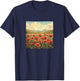 Vintage Landscape with Poppies T-Shirt - T-Shirt | Navy