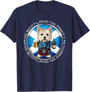 No Scotland No Party Scottish Pride West Highland Terrier T-Shirt - T-Shirt | Navy