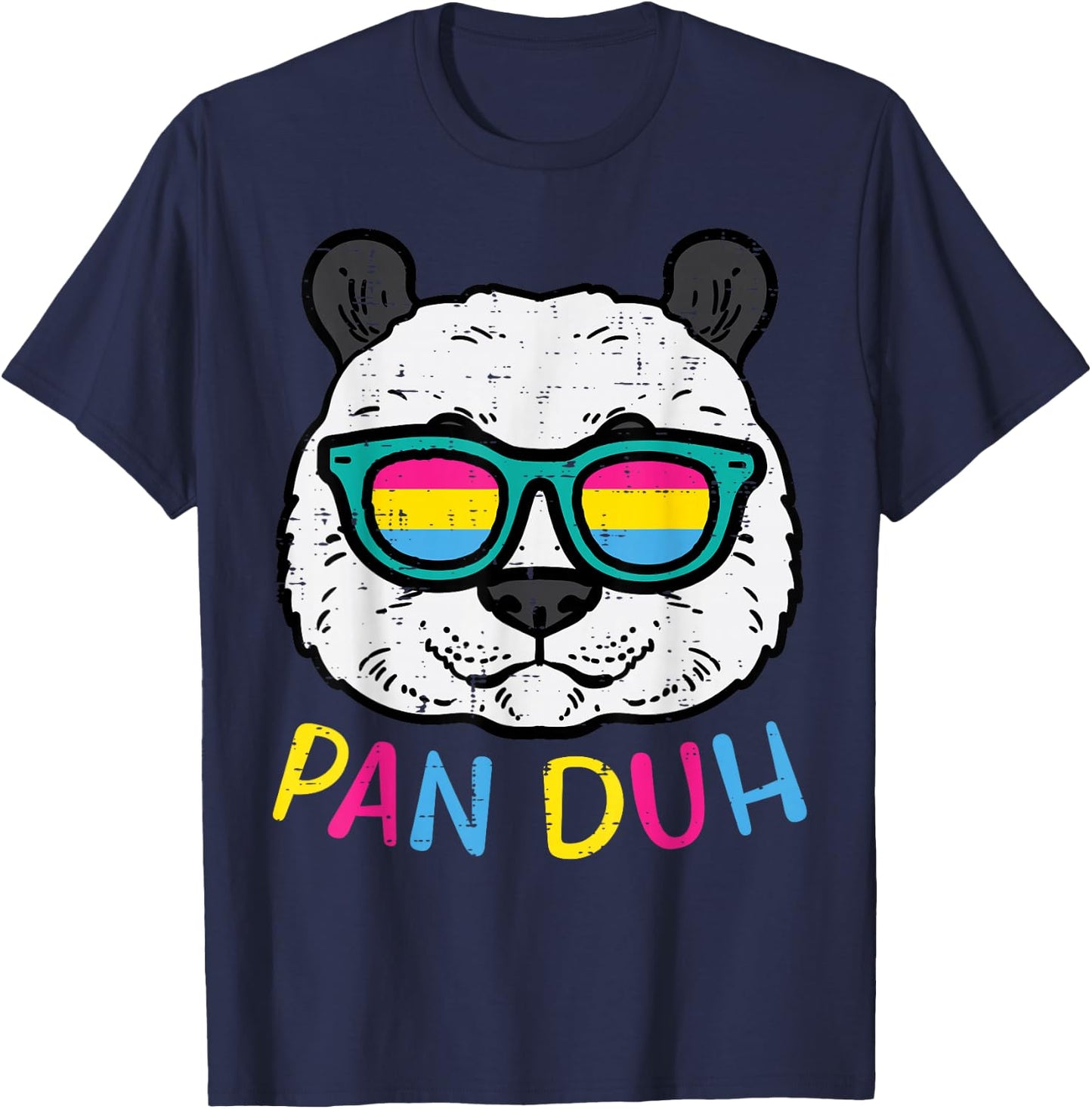 Pansexual Panda Pan Duh Funny Pride Flag Lgbt Men Women Kids T-Shirt - T-Shirt | Navy