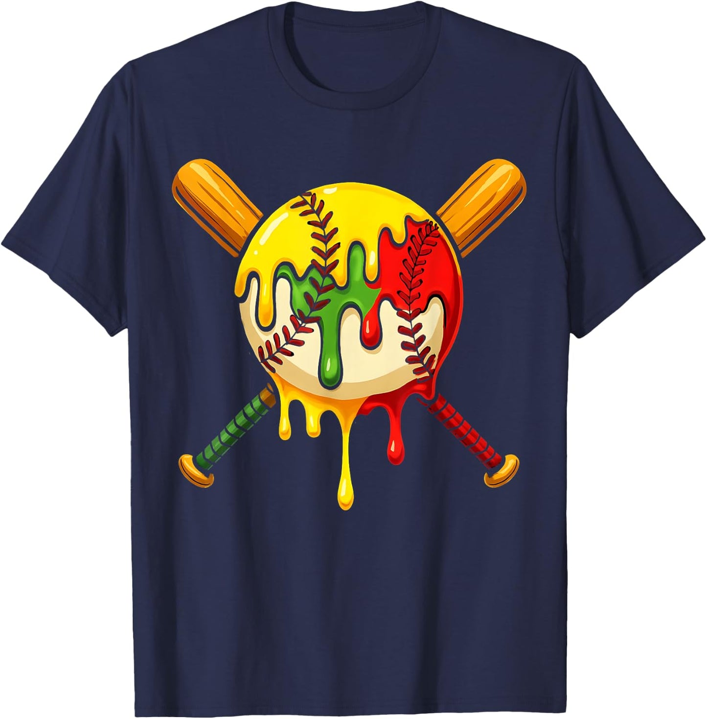 Baseball Drip Juneteenth Black Pride African American 1865 T-Shirt - T-Shirt | Navy