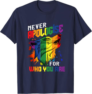 Schwule Wölfe Rainbow Wolfs Skin Gay Pride LGBT T-Shirt - T-Shirt | Navy