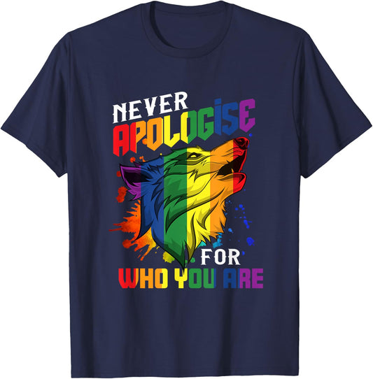 Schwule Wölfe Rainbow Wolfs Skin Gay Pride LGBT T-Shirt - T-Shirt | Navy