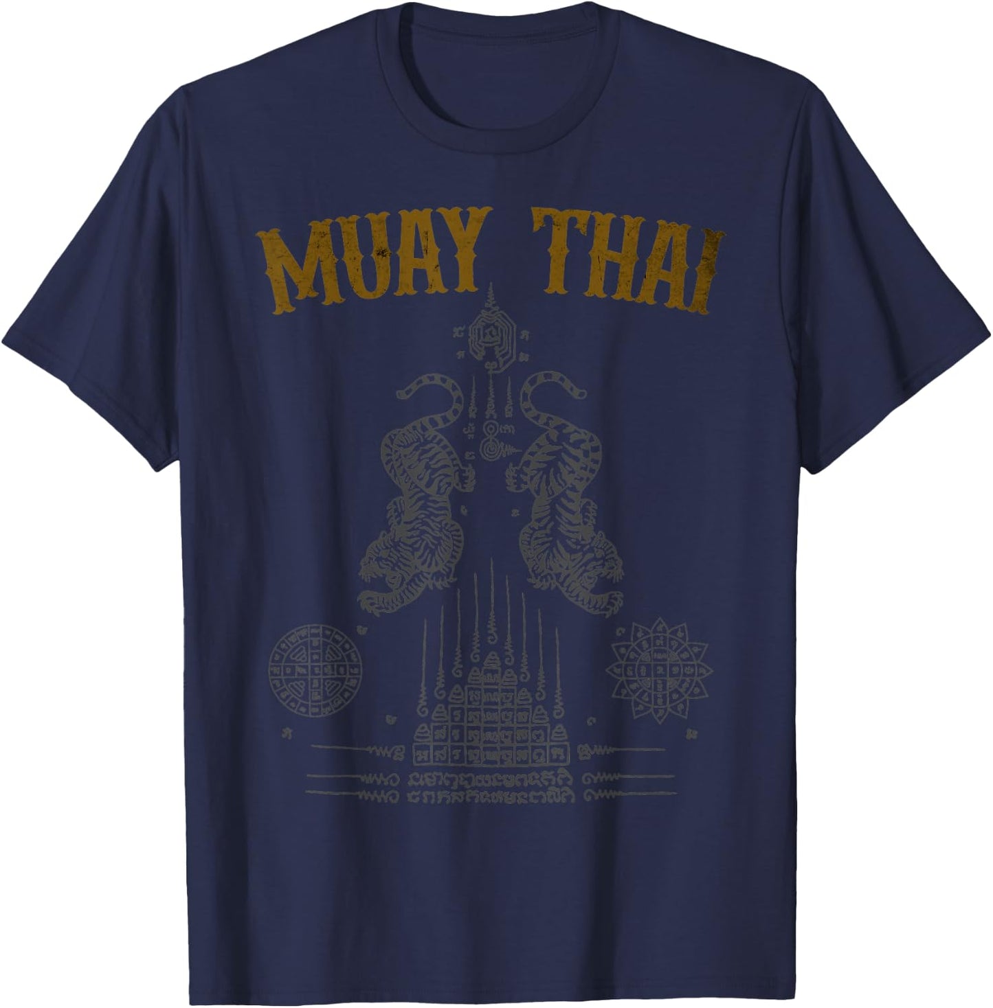 Tattoo Muay Thai Buddha Kickboxing Cultural Asian Sak Yant , Black, S T-Shirt - T-Shirt | Navy