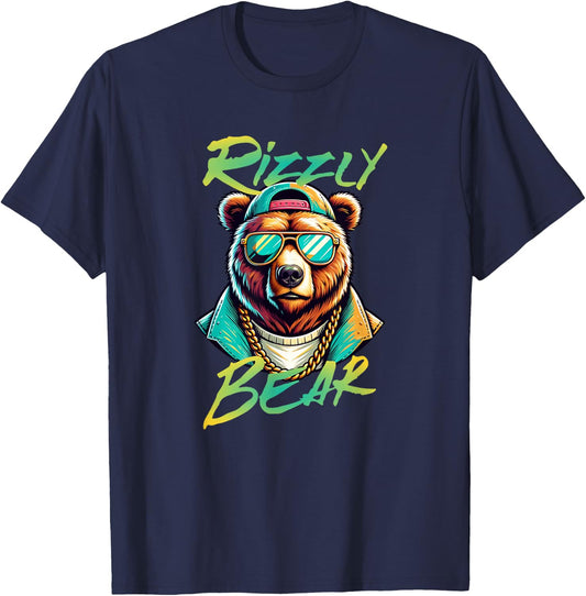 Rizzly Bear funny Gen Alpha viral influencer slang T-Shirt - T-Shirt | Navy