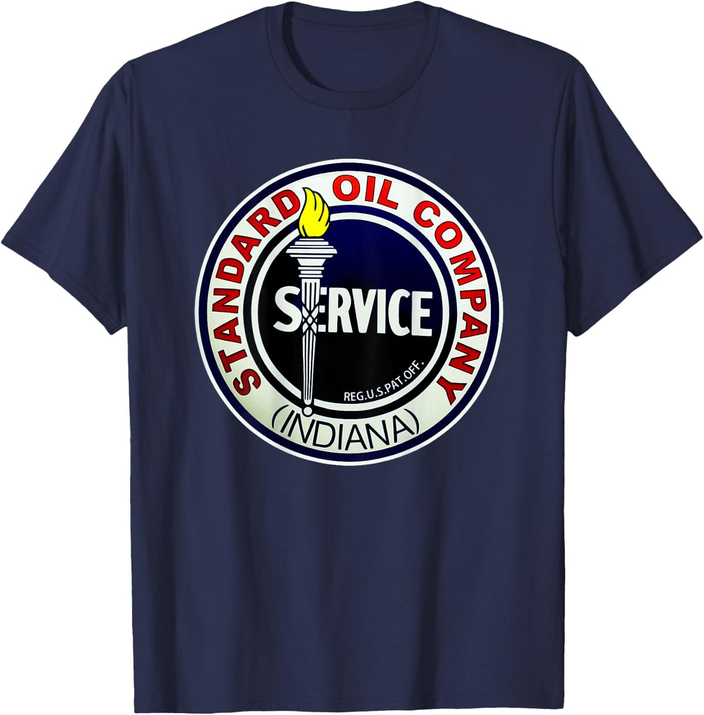 Back Print Only Retro Vintage Gas Station Standard Motor Oil T-Shirt - T-Shirt | Navy