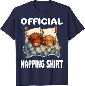 Scottish Highland Cow Official Napping shirt Pajamas T-Shirt - T-Shirt | Navy