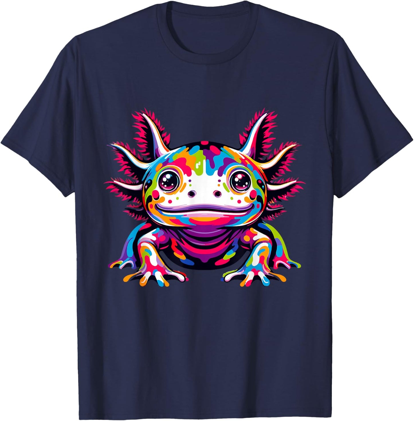 Axolotl rainbow Kawaii colorful love Axolotls herpetologist T-Shirt - T-Shirt | Navy