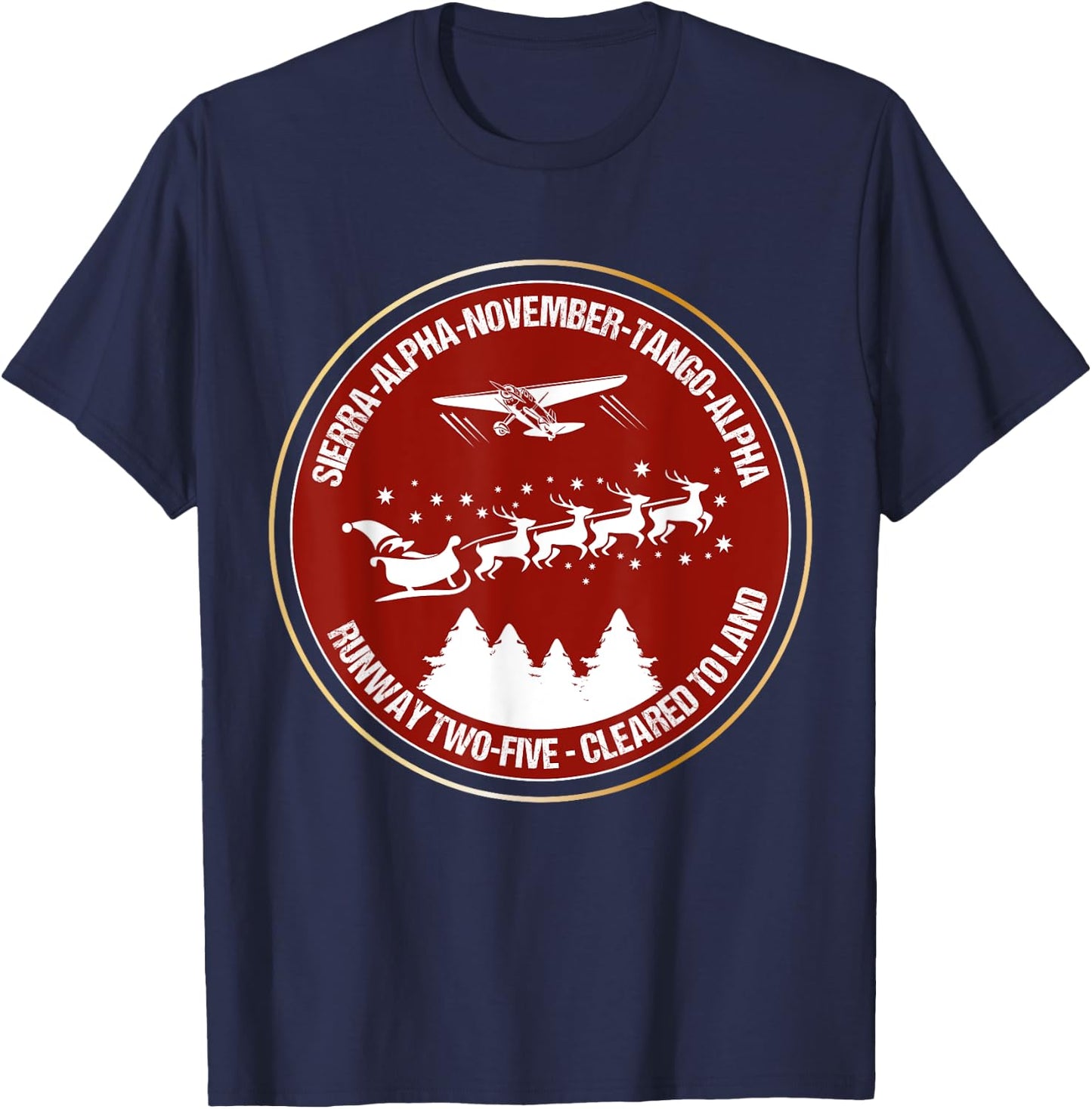 Funny Santa Airlines Christmas Gift Pilots Aviator T-Shirt - T-Shirt | Navy