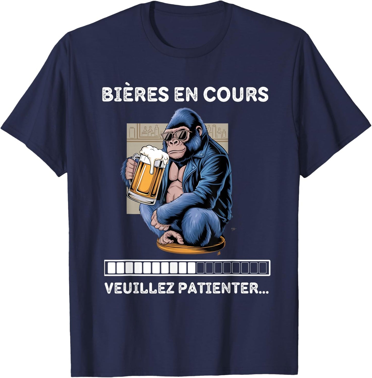 Gift beer aperitif humour man gorilla T-Shirt - T-Shirt | Navy