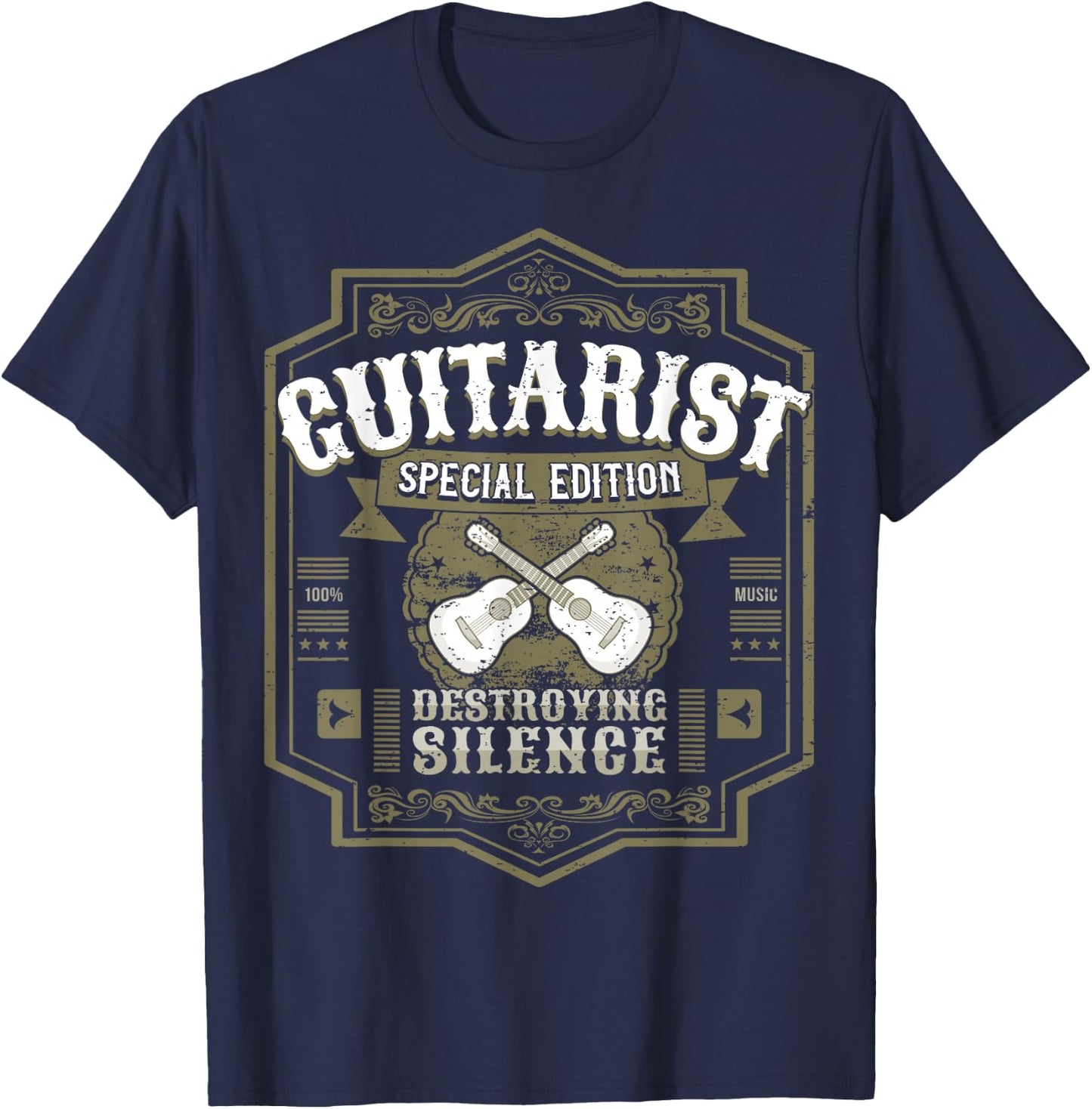 Guitarist Guitar Player Design I Destroying Silence Vintage T-Shirt - T-Shirt | Navy