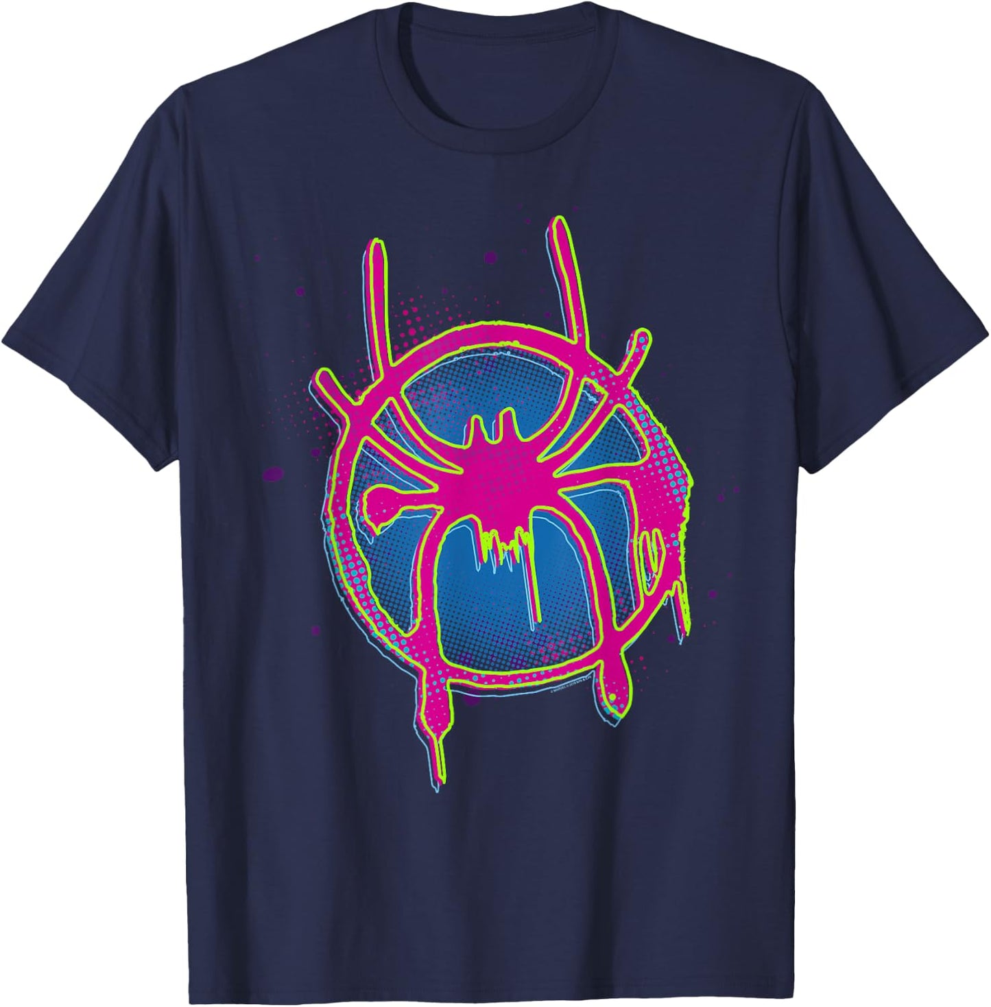 Marvel Spider-Man: Into The Spider-Verse Neon Paint Logo T-Shirt - T-Shirt | Navy