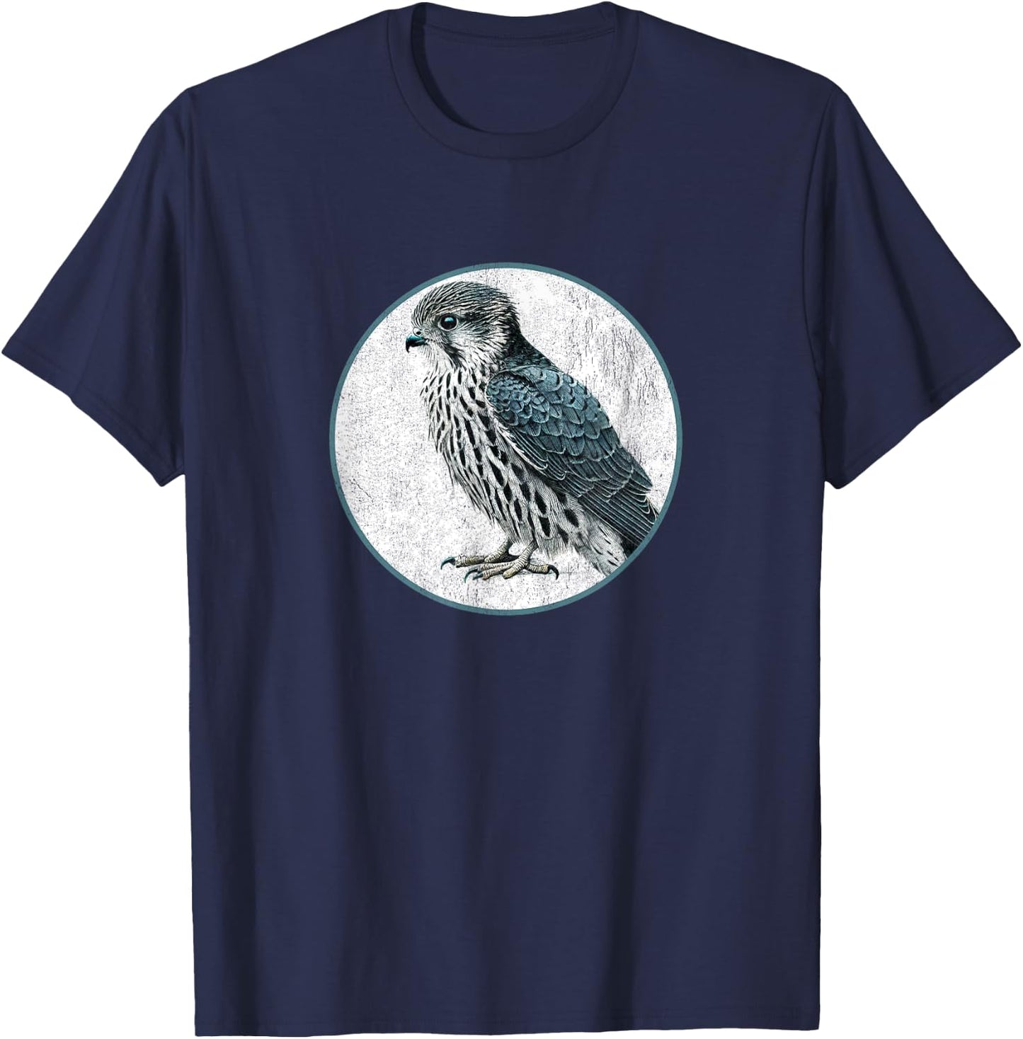 Colorful Retro Merlin Bird Design T-Shirt - T-Shirt | Navy