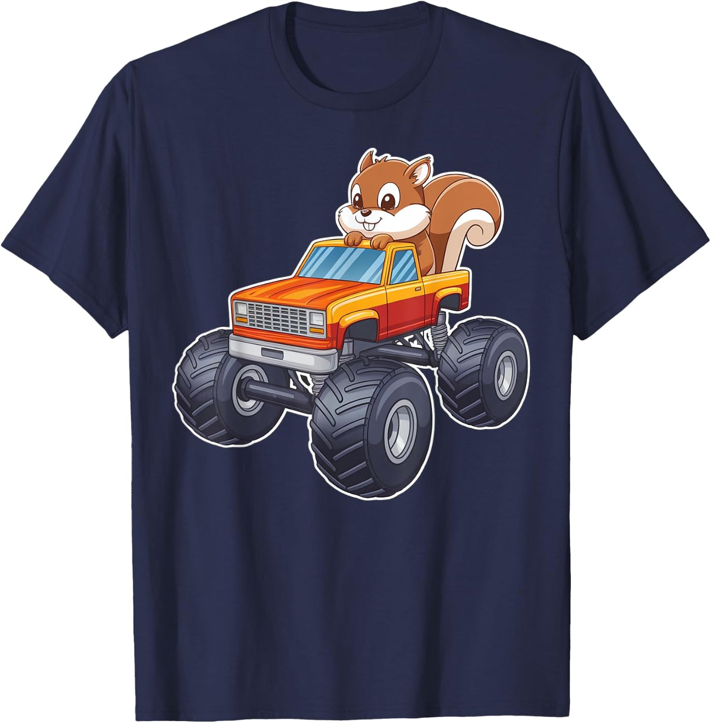 Cute Monster Truck With Squirrel T-Shirt - T-Shirt | Navy