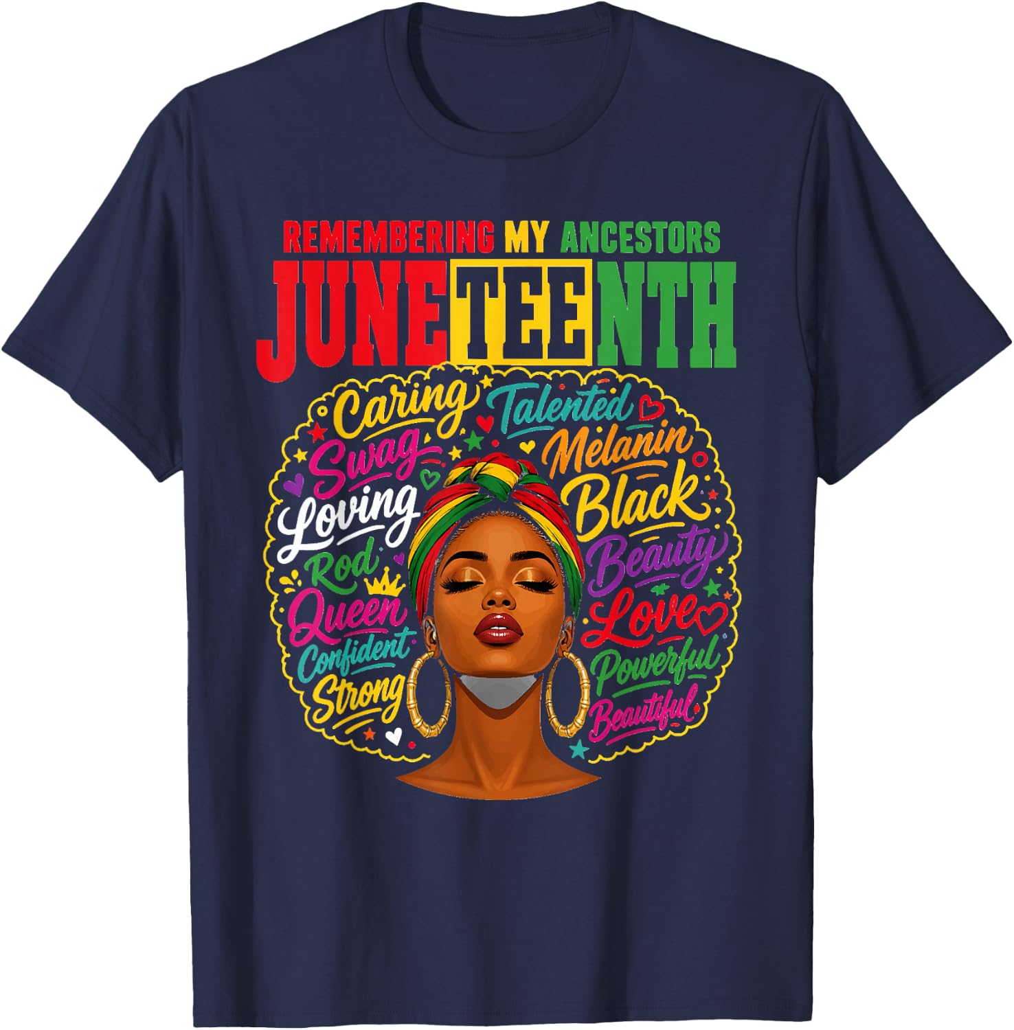 Remembering My Ancestors Juneteenth Black Pride T-Shirt - T-Shirt | Navy