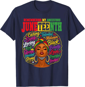 Remembering My Ancestors Juneteenth Black Pride T-Shirt - T-Shirt | Navy